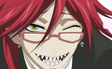 redheads glasses kuroshitsuji yellow eyes anime boys grell sutcliff faces 2500x1406 wallpaper 